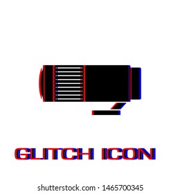 Lens icon flat. Simple pictogram - Glitch effect. Vector illustration symbol