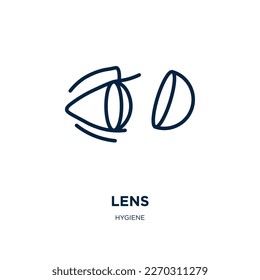 lens icon from hygiene collection. Thin linear lens, optical, view outline icon isolated on white background. Line vector lens sign, symbol for web and mobile