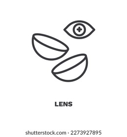 lens icon. Thin line lens icon from Hygiene and Sanitation collection. Outline vector isolated on white background. Editable lens symbol can be used web and mobile