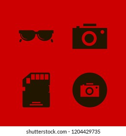 lens icon. lens vector icons set memory card, camera and sunglasses
