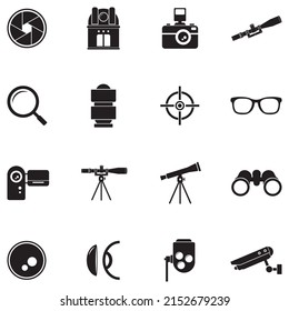 Lens Icons. Black Flat Design. Vector Illustration.