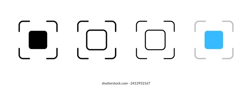 Lens icons set. Different styles, set of lens icons for design. Vector icons