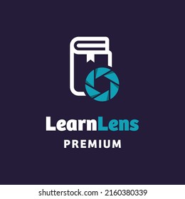 Lens with learn logo design vector graphic symbol icon sign illustration creative idea