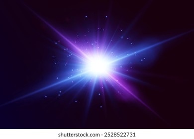 Lens and light flash. Light effect and glare of a star.