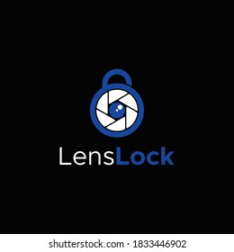 lens lock logo design unique