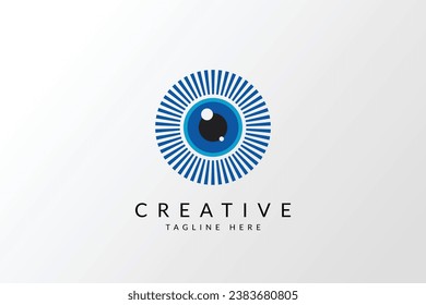 Lens logo, blue lens vector