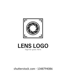 Lens logo template design. Lens logo with modern frame isolated on white background