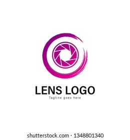 Lens logo template design. Lens logo with modern frame isolated on white background