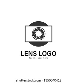 Lens logo template design. Lens logo with modern frame isolated on white background