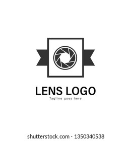 Lens logo template design. Lens logo with modern frame isolated on white background