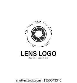 Lens logo template design. Lens logo with modern frame isolated on white background