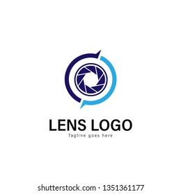 Lens logo template design. Lens logo with modern frame isolated on white background