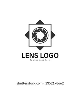 Lens logo template design. Lens logo with modern frame isolated on white background