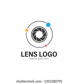 Lens logo template design. Lens logo with modern frame isolated on white background