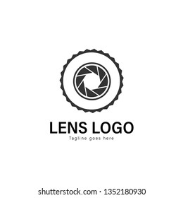 Lens logo template design. Lens logo with modern frame isolated on white background