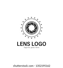Lens logo template design. Lens logo with modern frame isolated on white background