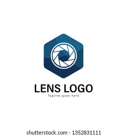 Lens logo template design. Lens logo with modern frame isolated on white background