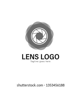 Lens logo template design. Lens logo with modern frame isolated on white background