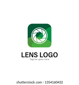 Lens logo template design. Lens logo with modern frame isolated on white background