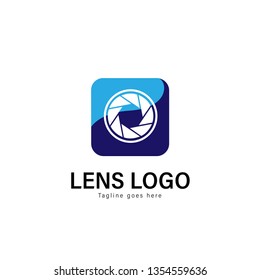 Lens logo template design. Lens logo with modern frame isolated on white background