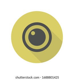 lens long shadow icon. Simple glyph, flat vector of web icons for ui and ux, website or mobile application