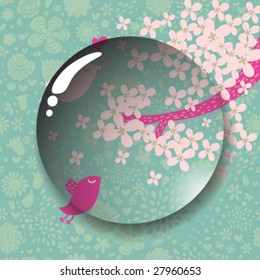 Lente sobre el fondo tierno de primavera en vector
