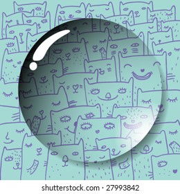 Lens on a funny cartoon background in vector