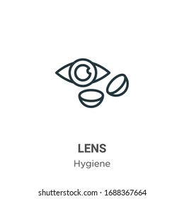 Lens outline vector icon. Thin line black lens icon, flat vector simple element illustration from editable hygiene concept isolated stroke on white background