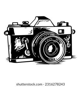 Lens photo camera isolated vector illustration on white background. Photographer professional equipment. Photocamera vintage single object. Lens photo camera isolated flat picture.