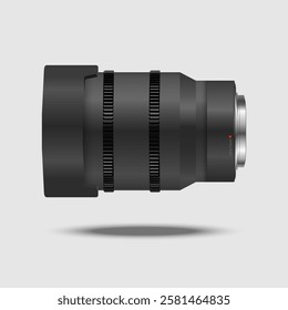 Lens photo mockup vector design on gray background for decoration