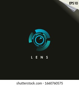 Lens Of Photography Logo Design Vector Template With Gradient Colour. Modern Design. Lens Logo. Vector Illustration