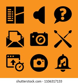 lens, positive, allowed, black, push and yes icon vector set. Flat vector design with filled icons. Designed for web and software interfaces