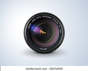 lens reflex camera, realistic, on a plain background