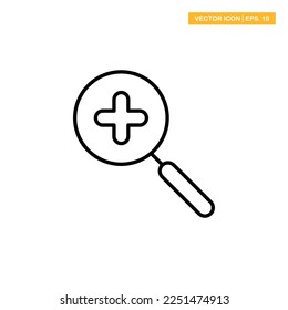 Ilustración de diseño de lentes, icono de búsqueda