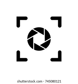 The lens shutter icon , black sign design