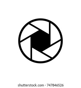 Lens shutter icon , black sign design.