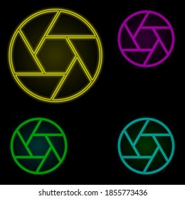 Lens sign neon color set icon. Simple thin line, outline vector of image icons for ui and ux, website or mobile application