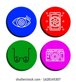 lens simple icons set. Contains such icons as Vision, Camera, Sunglasses, can be used for web, mobile and logo