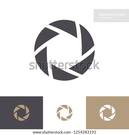 Lens symbol set isolated on background. Aperture icon. Camers objective icon. Shutter for photography logo, web design. Vector 10 eps