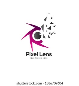 lens technology logo designs template, pixel technology logo designs concept