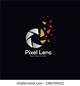 lens technology logo designs template, pixel technology logo designs concept