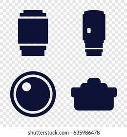 Lense icons set. set of 4 lense filled icons such as
