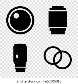 Lense icons set. set of 4 lense filled icons such as