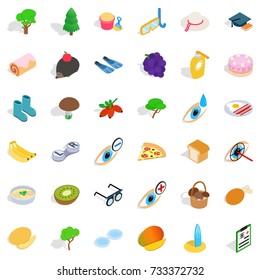 Lenses icons set. Isometric style of 36 lenses vector icons for web isolated on white background