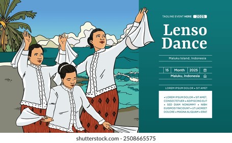 Lenso Dance Molucas Ilustración de la cultura indonesia