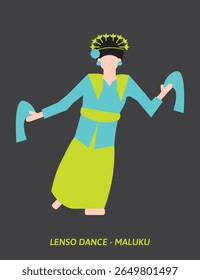 Lenso Dance Vetor - Dança Tradicional Handkerchief de Maluku, Indonesia