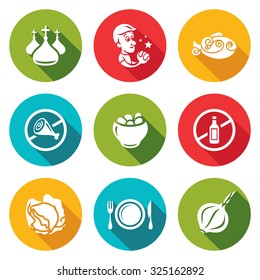 Lent celebration of Orthodox believers icons set. Vector Illustration.