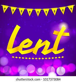 Lent Golden ribbon vector lettering, religious tradition