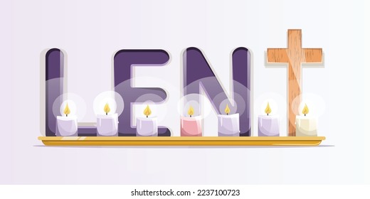 Lent season concept with a cross and candles