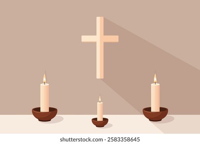 Lent A Time of Prayer and Light flat vector illustration